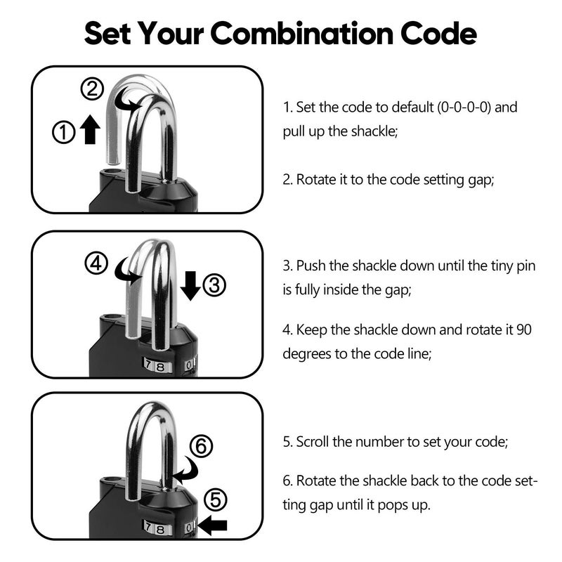 Hedume 4 Pack Combination Lock 4 Digit Padlock, for Gym, Sports, School & Employee Locker, Outdoor, Fence, Hasp and Storage(4 Color) - Image 3